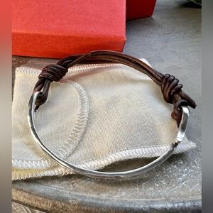 James Avery RETIRED Sterling Silver & Leather Charm Bracelet